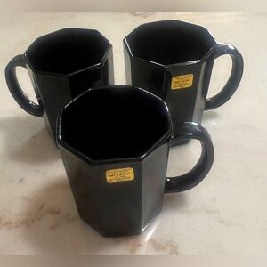 Black Octagonal Mugs Set